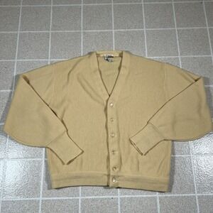 Vintage Lord Jeff Cardigan Sweater Mens Large Cream  Knit Button Made In USA 90s
